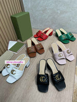 5.5cm thick heel leather slippers sandals fashion shoes women 35-41 top quality 2022ss new