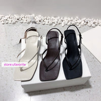 5.5cm stiletto heel Flip sandals real leather shoes women high quality 2022 new 35-41