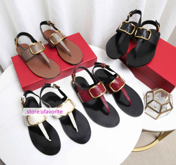 leather flip flops sandals flats fashion women casual shoes women top quality 35-45 2022new