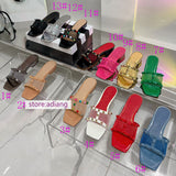 2cm transparent mesh rivet slippers grace fashion 2023 summer 35-42 high quality