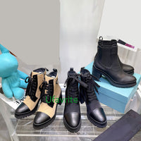 7.5cm Thick heel real leather lace up boots fashion shoes women high quality 35-41