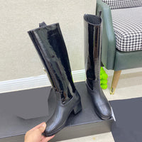 4.5cm patent leather high boots riding boots fashion women black top quality 35-40