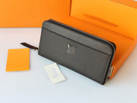 black real leather zippy zipper long wallet women fashion high quality 19.5*10*2.5cm