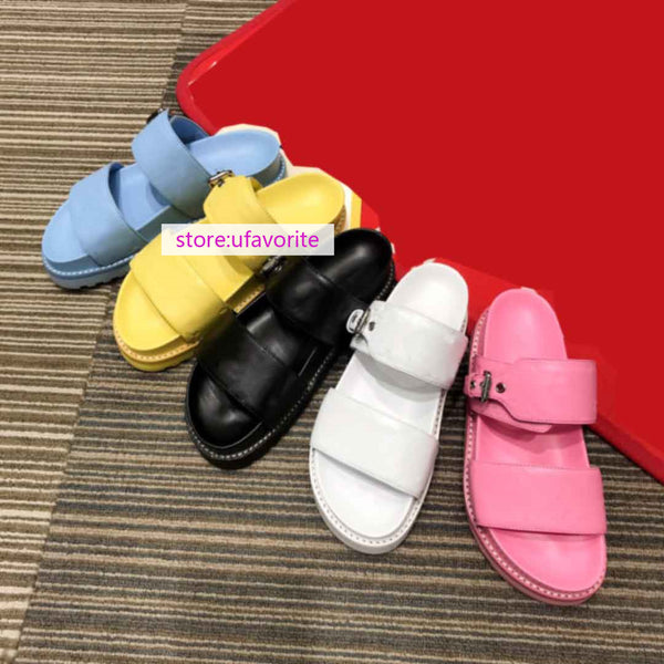 embossing leather slippers flats shoes sandals women high quality 2022ss new 35-40