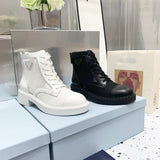 lace UP Ankle boots mesh+cow leather shoes women Wear resistance 2022NEW 35-42