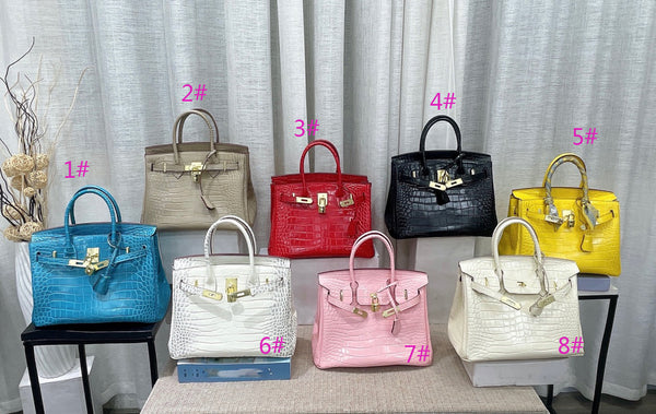 8 colors Crocodile pattern leather handle handbag women high quality 2022 new 20cm/25cm/30cm