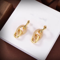 drill chain gold earring brife fashion women 2023 high quality