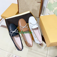 comfort flats bow boat shoes cow leather classic women top quality 35-39 3 colors