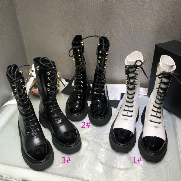 5.5cm thick heel leather cool classic 9‘’ boots lace up women fashion high quality 2022 new 35-41