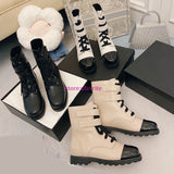 Thick heel boots cow lace up leather shoes fashion women 35-40