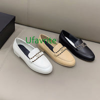 cow leather chain boat shoes lamb leather lining flats casual shoes fashion women top quality35-40