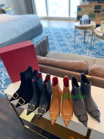 pointed toe thin 4.5cm high heel short boots cow leather metal shoes fashion women high quality 35-41