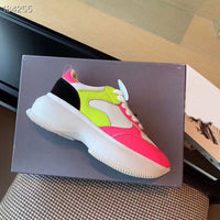 women real cow leather 5.5cm high heel lace up casual shoes Platform sneakers size 34-39 high quality