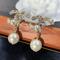 Exquisite vintage gold earring pearls Eardrop women fashion 2023  high quality