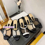 8cm stiletto mesh leather slippers pump sandals women top quality 35-40 2022new