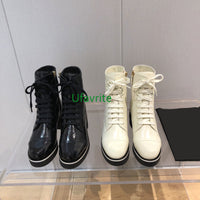 Thick heel lamb leather boots lace up street fashion women top quality 35-40