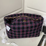 55*33*24cm purple check tweed large traveling bag women 2023 top quality