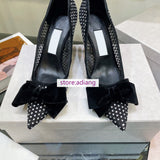 6.5cm 8.5cm stiletto hot drill bow point toe boat shoes fashion pump women 2023 high quality