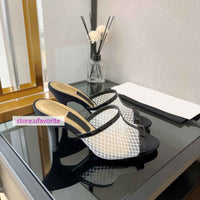 8cm stiletto mesh leather slippers pump sandals women top quality 35-40 2022new