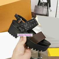 5cm thick bottom leather sandals fashion slippers women high quality 2022ss new 35-41