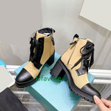 7.5cm Thick heel real leather lace up boots fashion shoes women high quality 35-41