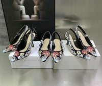 flats 6.5cm 9.5cm stiletto pump flower full bead fashion shoes women 2022 35-44