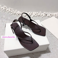 5.5cm stiletto heel Flip sandals real leather shoes women high quality 2022 new 35-41