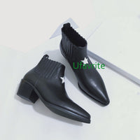 4.5cm Thick heel cow leather boots high quality fashion high quality 35-40