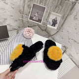 cute pattern Mink fleece fur slippers warm flats shoes women fashion top quality 35-39