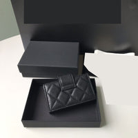 10.3*6*2cm black leather Organ card bag lattice wallet women top quality  2022