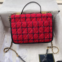 red check tweed handle handbag crossbody bag women high quality 2022 new