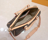 33*22*15cm print brown canvas leather handle handbag shoulder crossbody bag women fashion 2023