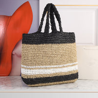 49*35*15cm Raffia Splicing stripe tote bag summer high-capacity holiday 2022 new