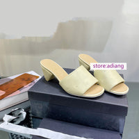 2.5cm 6cm thick heel lamb leather slippers comfort classic shoes women high quality 35-41