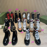 9 colors 6cm thick heel lace up boots classic shoes women high quality 2022 new 35-42