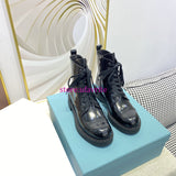 Patent leather boots lace up casual cool street shoes fashion women 35-40