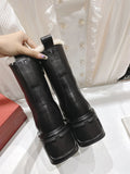 boots cow leather+fleece lace up cool shoes women high quality 2022 35-40