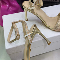 8.5cm stiletto Embroidery hot drill sandals fashion shoes women 2022 new 35-44