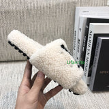 fleece fur slippers flats shoes fashion women high quality 35-41