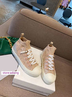 knitted lace up high top flats casual shoes women fashion 2023 35-40 high quality