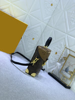 16*13*7.5cm canvas print mini camera box crossbody bag women 2023 brown high quality