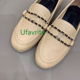 cow leather chain boat shoes lamb leather lining flats casual shoes fashion women top quality35-40