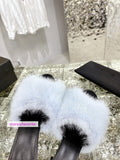 9cm stiletto high heel sandals women Mink fur slippers fashion shoes top quality 2022 new 35-40