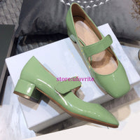 Patent leather 3cm Mary Jane shoes boat shoes fashion women top quality 35-43