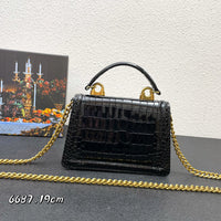 19*4.5*13cm 6687 Crocodile pattern handle handbag chain crossbody bag grace women htop quality 2023 new