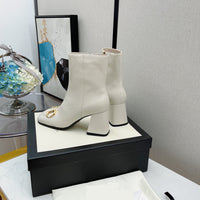 5.5cm 7.5cm thick heel lamb leather boots fashion women 2022 new 35-40