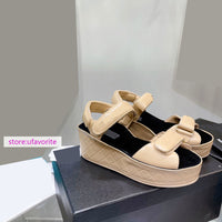 cow leather Slope heel thick bottom sandals casual women top quality 2022 new 35-40