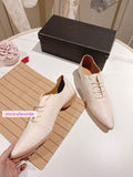 flats real leather casual lace up Single shoes point women high quality 2022SS 35-40