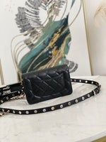 Top quality lamb leather 19cm adjustable belt black crossbody bag women  2022