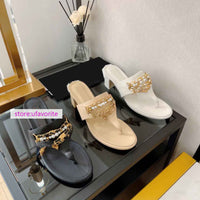 flats&5cm thick heel lamb leather Flip flops slippers women fashion 2022new high quality 35-41